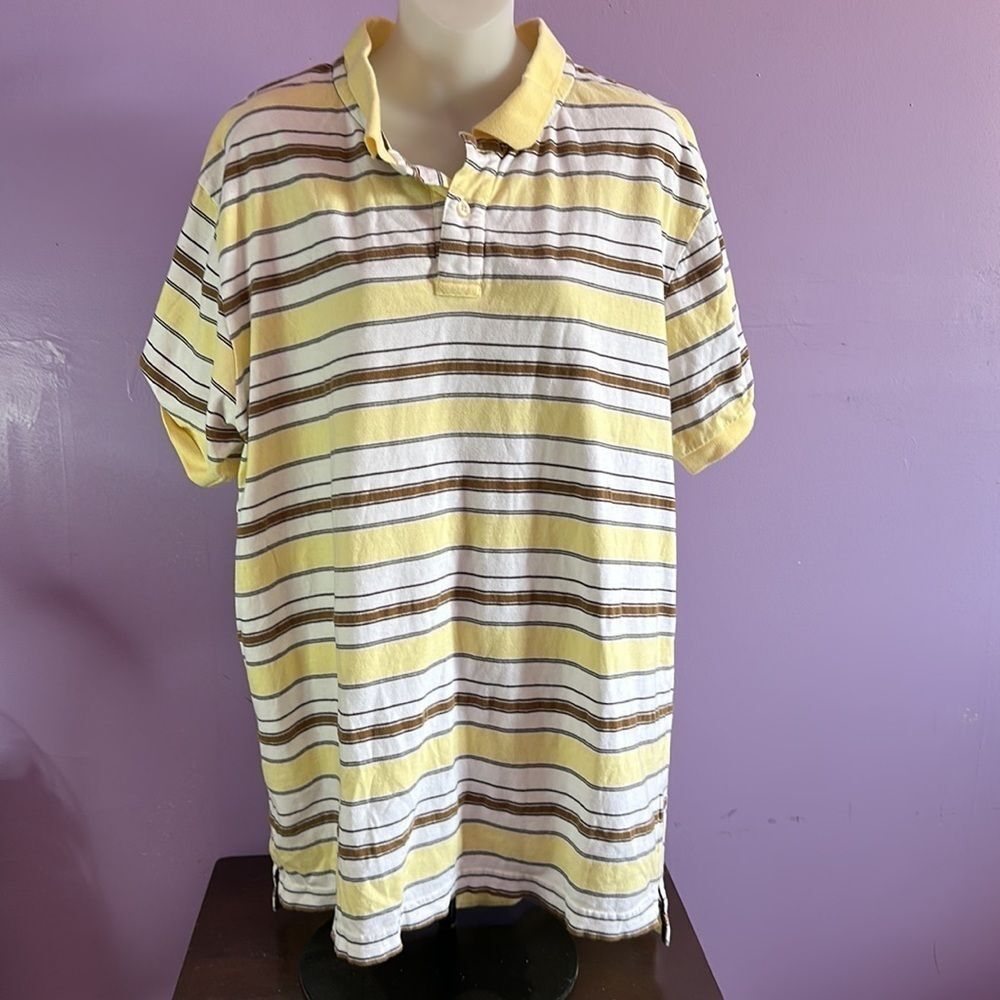 Old Navy Men’s Size XL Yellow Stripe Polo Shirt Casual Golf Style Top